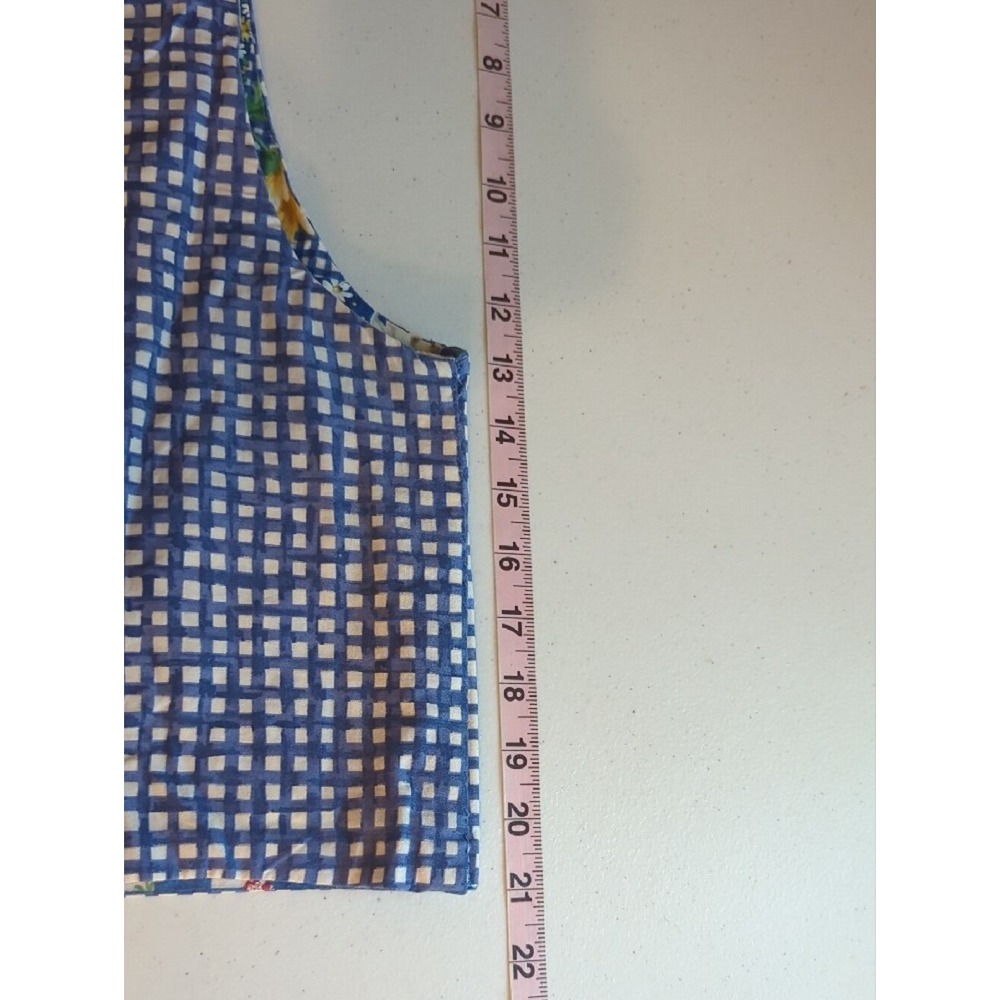 Patchwork Floral Vest Blue Gingham Daisies 23"‎ PTP Reversible Homemade image 8